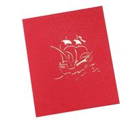 PRETYZOOM 3D Sailboat Christmas Greeting Card 15X15Cm Pop-Up Holiday Blessing Card for Festive Season Celebration