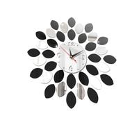 PRETYZOOM 3d Silent Hanging Wall Clock Silver Black Plastic Mirror Lemon Design for Living Room Bedroom Modern Home Decoration