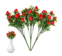 PRETYZOOM 3pcs Artificial Red Strawberry Stem Bouquet Lightweight PVC Branches Reusable Party Props Home Wedding Table Decoration Faux Plant Arrangement