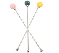 PRETYZOOM 3pcs Assorted Colour Metal Stir Sticks for Drinks Practical and Easy to Clean Juice and Tea Stirrer Sticks for Bar Tool Use Random Color