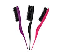 PRETYZOOM 3pcs Boar Bristle Hairbrush with Pointed Tail and Stub Teeth Long Handle Comb for Home and Salon Use Stimulates Scalp and Promotes Blood Flow Black Purple Red Colors