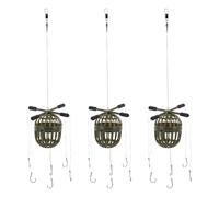 PRETYZOOM 3pcs Carp Fishing Feeder Set with Bait Cage and Hooks, Spring-loaded Bait Feeder for River and Lake Freshwater Carp Fishing