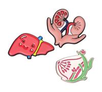 PRETYZOOM 3pcs Creative Alloy Brooch Pin Set Featuring Heart and Lung Organ Designs, Decorative and Eye-catching Pins for Bags or Clothing, for Adding Temperament and Style