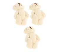 PRETYZOOM 3pcs DIY Mini Bear with Garment Ornaments Pearl Velvet Jointed Bear Dolls in Easy to Sew PP Cotton Plush Accessories for Crafting and Handmade Decorations