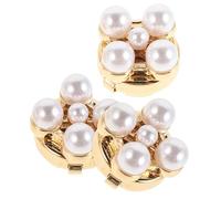 PRETYZOOM 3pcs Golden Alloy Decorative Button Covers with Imitation Pearl for Women, Elegant Detachable Shirt Cuff Links, Suitable for Business and Suits, Revitalize Old Clothes