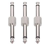 PRETYZOOM 3Pcs Guitar Effect Pedal Adapters Double Head Patch Connectors Compact Audio Couplers for Pedalboards Silver