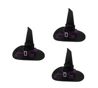 PRETYZOOM 3pcs Large Ruched Purple Witch Hat with Spider Web Gauze for Women and Men Breathable Lightweight Wizard Cap with Celestial Motifs Steampunk Cosplay Accessory for Halloween Parties