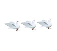 PRETYZOOM 3pcs Large Wing Stretching Synthetic Plumage Pigeon Birds Peace Pigeons for Home Decoration Wedding Decor