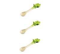 PRETYZOOM 3pcs Mini Ceramic Coffee Spoon with Cartoon Animal Design Hanging Hook Feature Green Dessert Spoon for Hard Ceramic Material Cute and Functional Cutlery