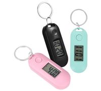 PRETYZOOM 3pcs Mini Digital Watch with Key Ring, Silent Oval LED Keychain Clock in Black Plastic, Portable for Examination Environments and School Use with Bright Display