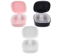 PRETYZOOM 3pcs Portable Denture Holder Case with Ventilated Design and Sturdy Plastic Construction, Breathable Storage Box for Dental Appliance Soaking, for Home and Daily Routines