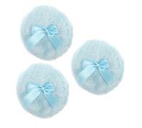 PRETYZOOM 3Pcs Powder Puff Fluffy Ultra-soft Reusable Cotton Body Applicator for Loose Powder and Prickly Heat Care Compact Blue