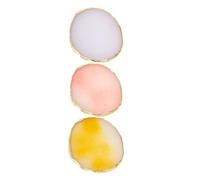 PRETYZOOM 3pcs Resin Nail Art Palette with Gold Edge Nail Polish Mixing Plate for Manicure Smooth Surface for Precise Pigment Blending Lightweight Cosmetic Tool for DIY and Salon Use