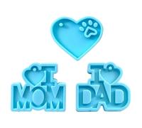PRETYZOOM 3pcs Silicone Key Chain Pendant Mold with Love Dad and Mom Theme for Jewelry Making and Craft Handwork, Simple Design and Delicate Style Suitable for Bag Accessories