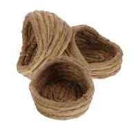 PRETYZOOM 3pcs Straw Woven Bird Nest 5.5 Inch Small Animal Breeding Bed | Flat Base Cage Accessory for Dove, Pigeon, Parrot, Sparrow, Khaki Straw Finish, Removable Design