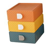 PRETYZOOM 3pcs Style Desk Organizer Boxes Compact Versatile Storage for Stationery Jewelry Makeup Office School Bedroom Space-saving Large Capacity in Twilight Orange Mango Yellow and