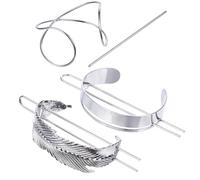 PRETYZOOM 3Pcs Vintage Metal Hair Pins Set Silver Alloy Leaf Smooth Surface Figure-8 Hair Bun Holders Women’S Styling Clips for Bridal Everyday Updo and Care