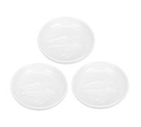 PRETYZOOM 3pcs White Ceramic Sauce Dishes for Serving Condiments and Prepping Recipes, Appetizer Serving Tray for Home and Food Shops, Sturdy Snack Dip Plates with Creative Embossed Design