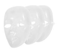 PRETYZOOM 3pcs White Paintable Halloween Mask Blank for Parties and Masquerades, Lightweight and Comfortable Fit Pp Material Mask with Elastic Rope for Costume and DIY Decoration
