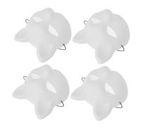 PRETYZOOM 4 Pcs DIY White Cat Masks with Mesh Paintable Blank Animal Masks for Cosplay Halloween Parties Matte Finish with Ventilated Design for Comfortable Creative Crafting