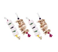 PRETYZOOM 4 Pcs Parrot Chewing Set for Pet Birds, Bite-resistant and Calcium Supplement with Natural Corn Flake, Cuttlefish Bone, and Volcanic Stone Materials, for Foraging and Cage Hanging