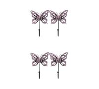 PRETYZOOM 4 Pcs Pink Butterfly Wall Hook Vintage Iron Decorative Coat Hook | Shabby Chic Brushed Finish, Easy Install, for Closet and Room Handbags Backpacks
