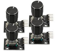 PRETYZOOM 4 Set 5 Pin Rotary Encoder Module with Metal Threaded Shaft and Push Button, Panel Mount Pulse Encoder for Cnc and DIY Electronics Kits, Precision Control and Solderless Jumper