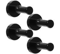 PRETYZOOM 4 Sets Black Space Aluminum Coat Hook Wall Mounted, Wear-Resistant and Burr-Free Modern Door Behind Hook for Bathroom and Home Storage