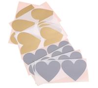 PRETYZOOM 40pcs Heart-Shaped Scratch Off Stickers Gold and Grey Peel and Stick DIY Labels for Valentine Birthday Cards, Surprise Messages, and Party Games