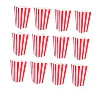 PRETYZOOM 48pcs Red Striped Popcorn Favor Boxes Thick Paper Snack Containers with Grease Resistance for Movie Night Birthday Carnival Outdoor Events and Family Gatherings