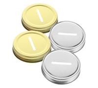PRETYZOOM 4pcs 70mm Mason Jar Coin Slot Lids, Metal Money Saving Jar Covers, Replacement Can Lid Caps for Storage and Bill Saving Pots, Suitable for Kitchen Canning and Home Use
