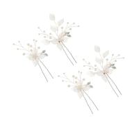 PRETYZOOM 4pcs Bridal Floral Hair Pins Lightweight Decorative Pearl Leaf Hairpieces U-shaped for Bride Bridesmaid Wedding Updo Styles Elegant Women Hair Accessories