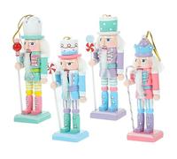 PRETYZOOM 4pcs Cute Decorations Cute Ornaments Hanging Nutcrackers Festive Decorations Wood Decor Christmas Nutcrackers Figures Xmas Nutcracker Outdoor Puppet Wood Crafts Set 38c