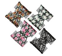 PRETYZOOM 4Pcs Double Row Beaded Hair Comb Pin for Women Stretchy Hair Slide Accessory with Bowknot Design Side Combs Random Style