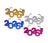 PRETYZOOM 4pcs Funny Photo Props Glasses Unique Year Eyewear for Parties Lightweight Plastic Design Silver Rose Red Gold and Blue for Celebrations and Photo Booths