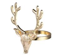 PRETYZOOM 4Pcs Gold Christmas Napkin Rings Set, Alloy Reindeer Head Napkin Holders for Dining Table, Wedding, Xmas Party, Thanksgiving Dinner Decoration Metal Stag Serviette Buckles