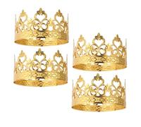 PRETYZOOM 4pcs Golden Crown Cake Toppers, Portable Size Iron Mini Crowns with Elegant Design for Reception and Parties, Safe and Reliable Material, Unique Aesthetic Appeal