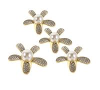 PRETYZOOM 4pcs Golden Flower Cabinet Knobs with Rhinestone Decorative Single Hole Drawer Pulls for Dressers Closets Kitchen Cabinets Floral Accents with Comfortable Grip