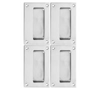 PRETYZOOM 4pcs Inch X 3-1/4 Inch Rectangular Stainless Steel Recessed Sliding Door Handle with Smooth Sliding Action and Comfortable to Hold for Residential and Commercial Use