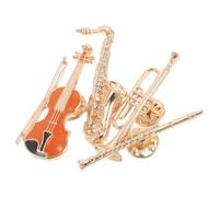 PRETYZOOM 4pcs Jazz Musical Instrument Brooch Pin Set Alloy Metal Guitar Saxophone Trumpet Flute for Backpacks and Hats Music Enthusiasts