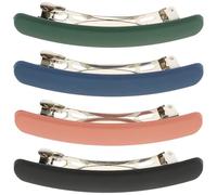 PRETYZOOM 4pcs Matte French Hair Barrette Clips Flat Ponytail Holders for Women Thick Fine Hair Non-slip in Pink Navy Green Black