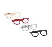 PRETYZOOM 4pcs Men’s Tie Clips with Glasses Design Made of Alloy, Classic and Simple Style, Safe with Lasting Luster, for Formal Business Attire and Everyday Wear
