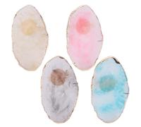 PRETYZOOM 4pcs Nail Art Mixing Tray Ring Set Mini Marble Pattern Nail Polish Palette Accessories for Salon and Home Use