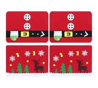 PRETYZOOM 4pcs Red Christmas Place Mats for Table with Reinforced Edges and Surface Protection, Non-woven Fabric Rectangular Placemats for Christmas Party or Kitchen Table Decor