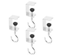 PRETYZOOM 4pcs Silver Iron Desk Mount Bag Holder Hooks with Portable Multifunctional Design, Adjustable Under Desk Clamps for Bags and Headphones, for Office and School Use