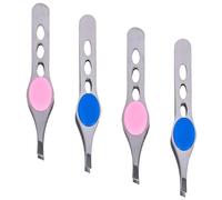 PRETYZOOM 4Pcs Stainless Steel Eyebrow Tweezer with Precision Flat and Slanted Tips Professional Grooming Tools for Ingrown Hair Removal and Facial Hair Compact Design for Home and Salon Use