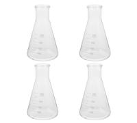PRETYZOOM 4pcs Thickened Flask Wide Neck Conical Triangular Flask High Borosilicate Glass Practical Odorless Laboratory Glassware for Experiments in Chemistry Class