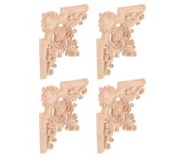 PRETYZOOM 4pcs Wood Carved Onlay Applique Ceiling Decorations in Elegant French Style with Beige Finish Versatile Ceiling Decoration Easy Installation Home Decor