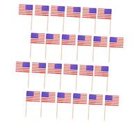 PRETYZOOM 4sets American Flag Cupcake Toppers Patriotic Cake Decorations for Parties National Holidays and Events Easy to Use with Toothpick Design for Cakes and Fruits 200pcs*4