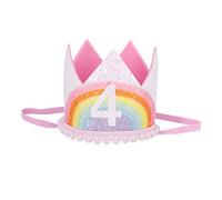 PRETYZOOM 4th Baby Number Birthday Cap Toddler Party Crown Hat Rainbow Birthday Hat Birthday Party Photo Booth Prop for Baby Boys Girls